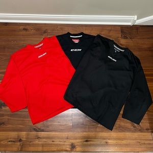 3 ea. Practice Hockey Jersey’s CCM Bauer. All 3 are Youth Large. Hardly used.